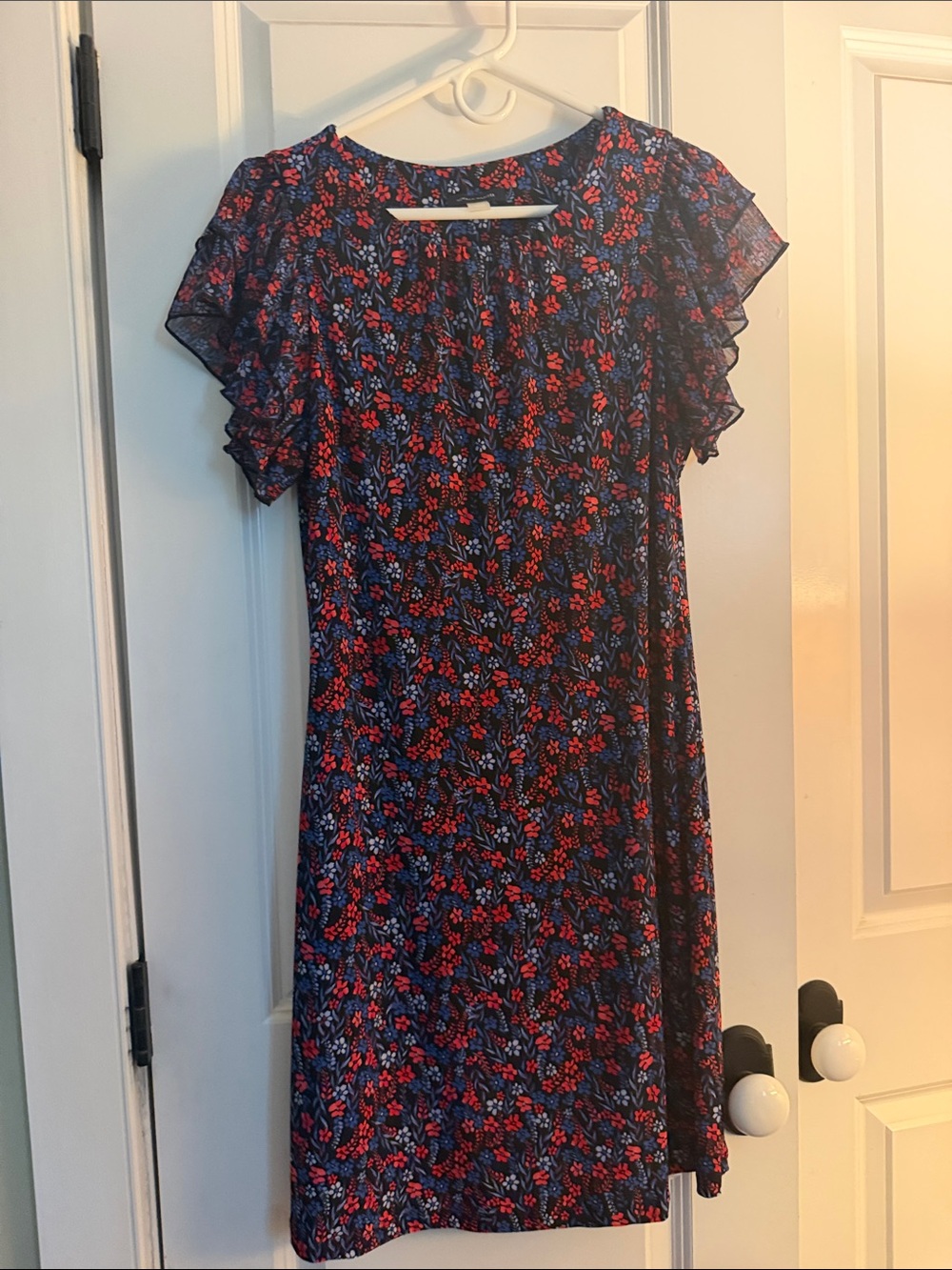 Tommy Hilfiger Navy Midi Dress with Red Floral Print